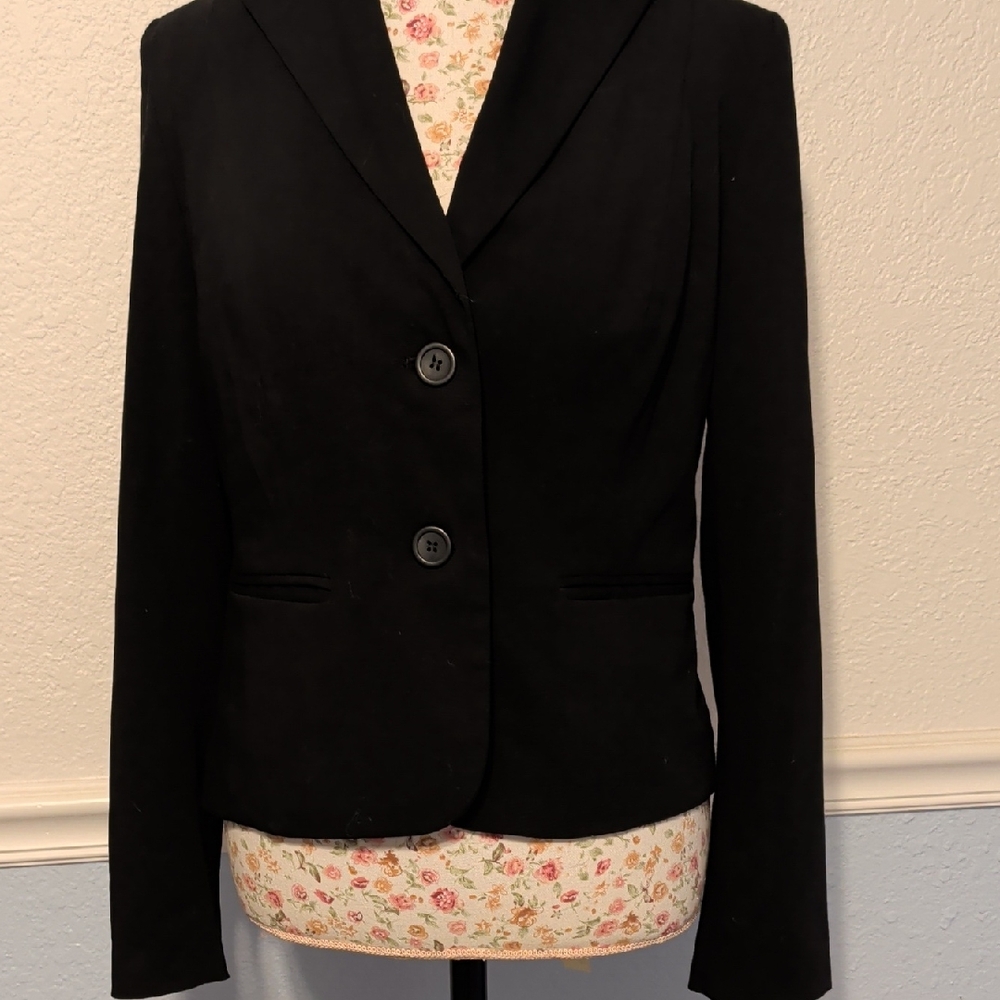 Classic Black Women's Blazer; Double Button With Mini Pockets